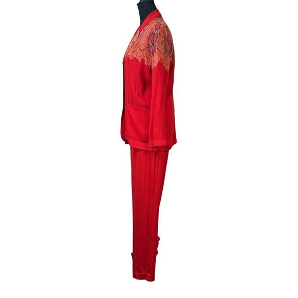 Carole Little Vintage Novelty Gauzy Red Pantsuit Size 6 - Picture 3 of 10